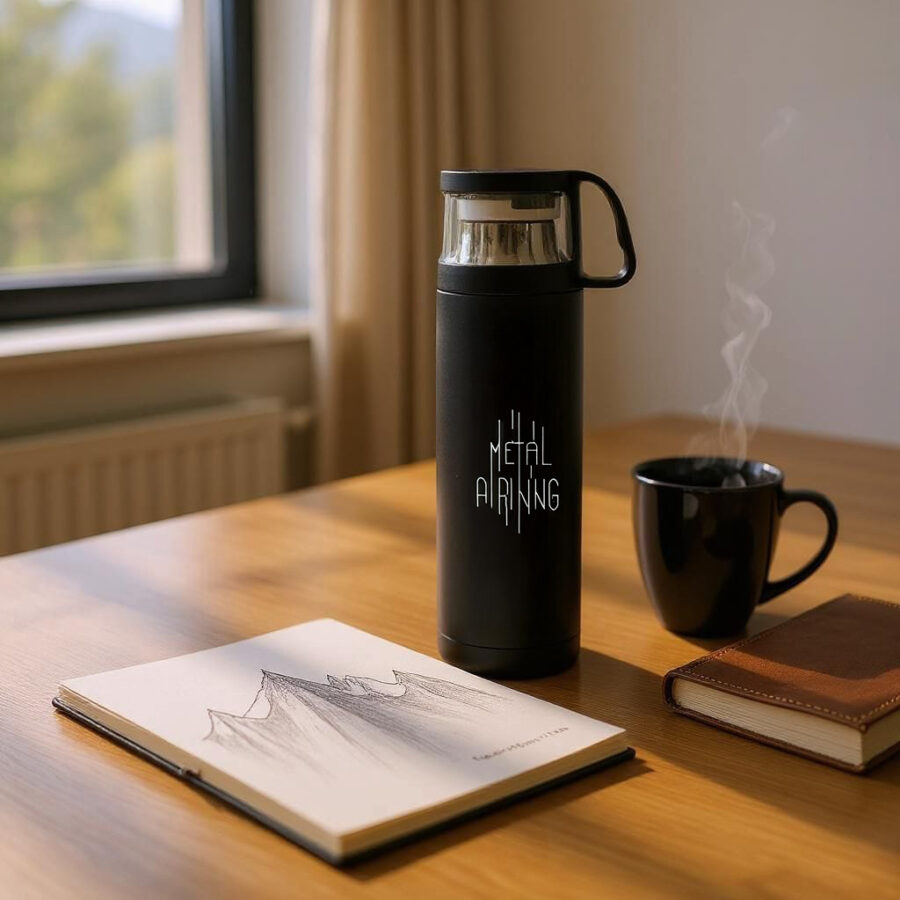420 ml Black Double-Wall Infuser Flask with Handle – Premium Leak‑Proof Tea & Fruit Infuser Bottle