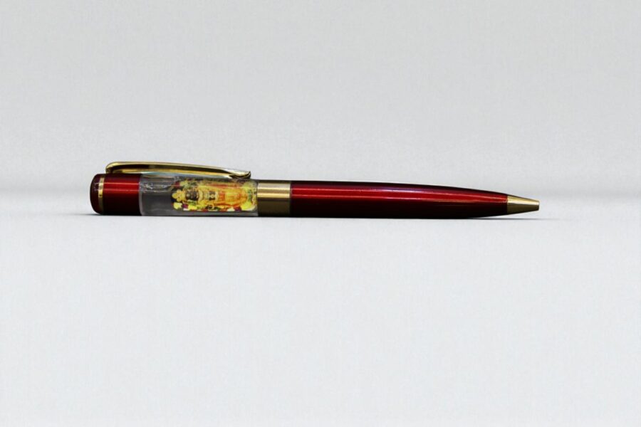 Red Ball Pen with Shree Ram Symbol on Cap – Spiritual Black Ink Pen for Gifting & Daily Use