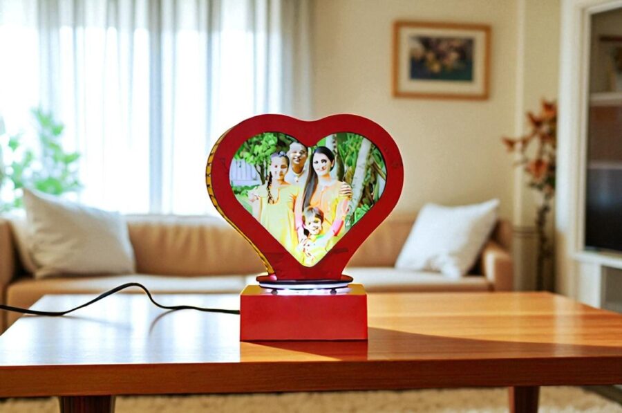 Sigma Rotating Heart Photo Lamp – 360° LED Color-Changing Romantic Table Light