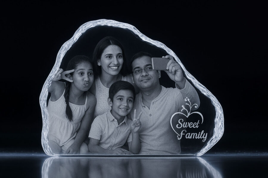 Mountain Shape Ice Burg Crystal – 2D Engraving (12×8.5×2.5 cm)